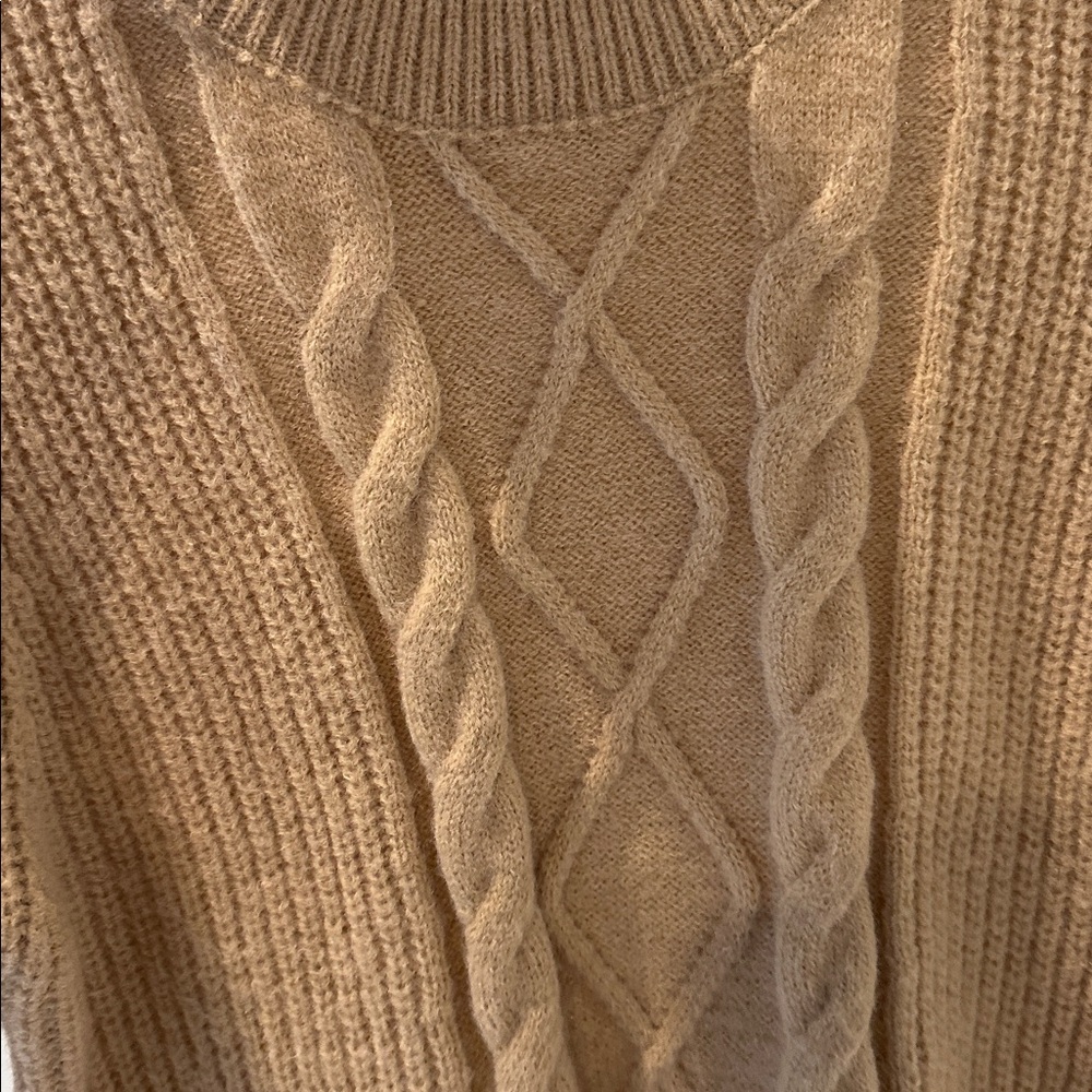 Milk Tea Cable Knit So Soft Short Sleeve Sweater Small - Picture 3 of 5